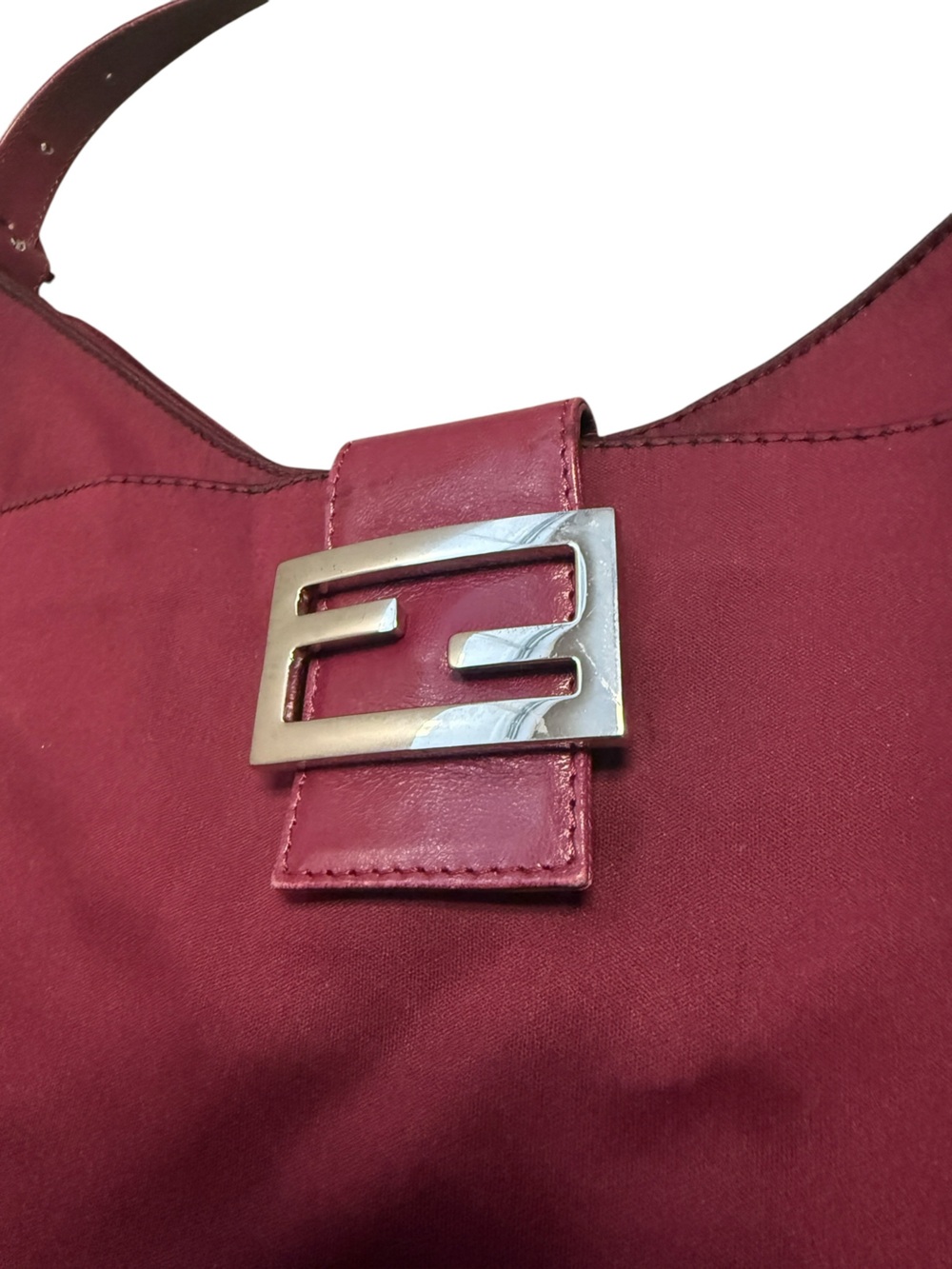 Vintage Fendi FF Neoprene Mamma Baguette Fuchsia Pink Leather Trim Shoulder Bag - Picture 4 of 12